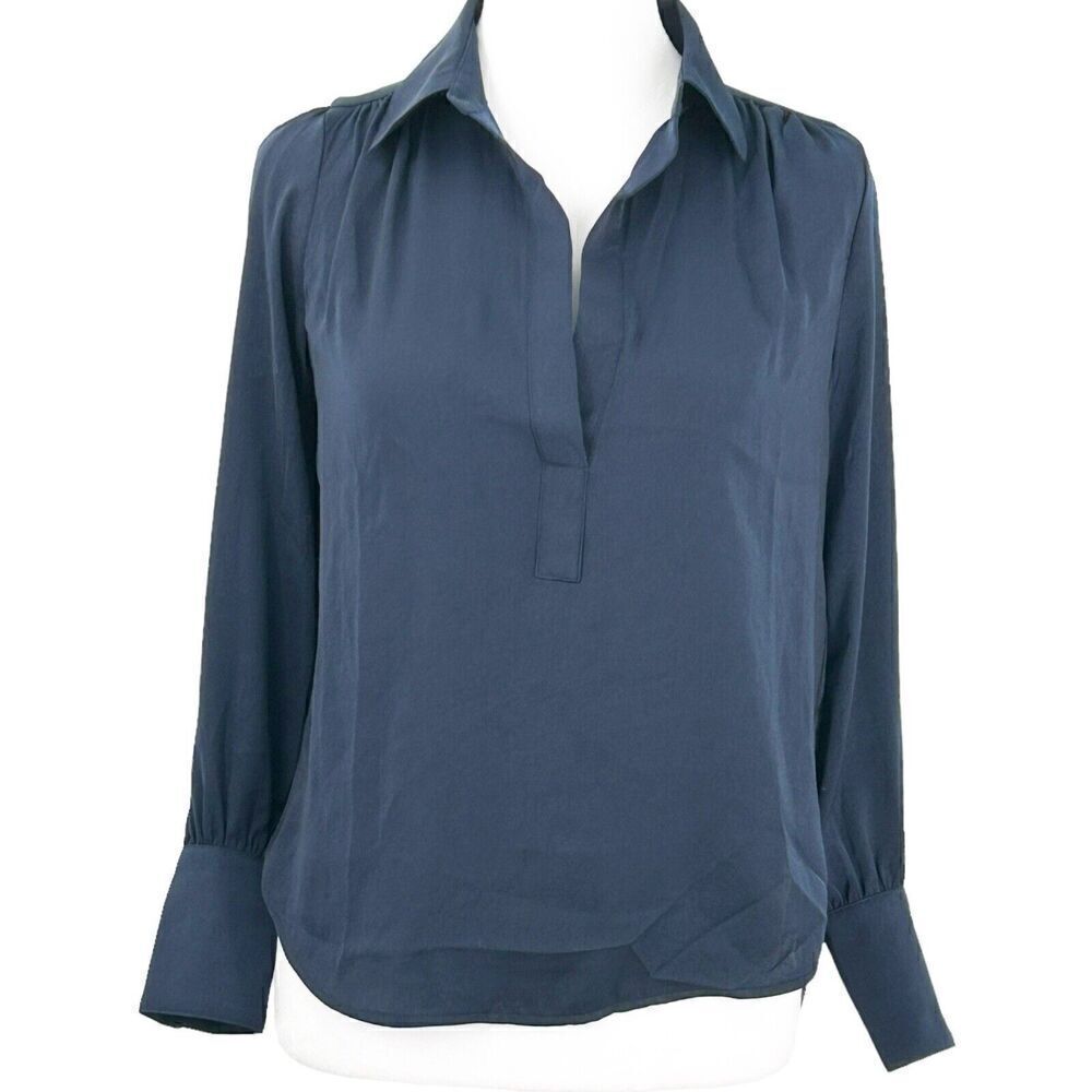 Banana Republic Outlet Long Sleeve Navy XXS Petite Blouse